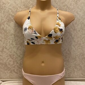 Zaful Floral Bikini Top Pink Bottom